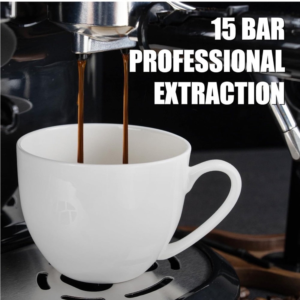 Elegant Cream Espresso Machine with Built-in Grinder - Picture 5 of 8
